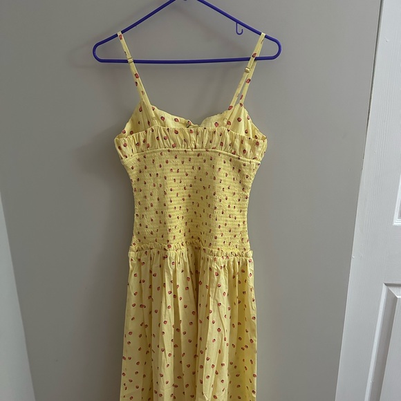 Free People Floral Midi Dress - Yellow NWT Small Lavender Daze - Picture 4 of 5